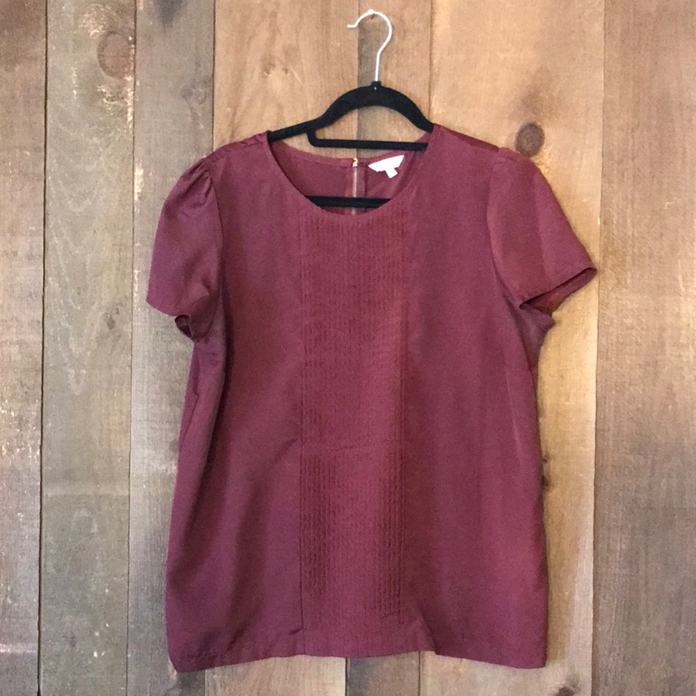 Burgundy Blouse with zipper detail